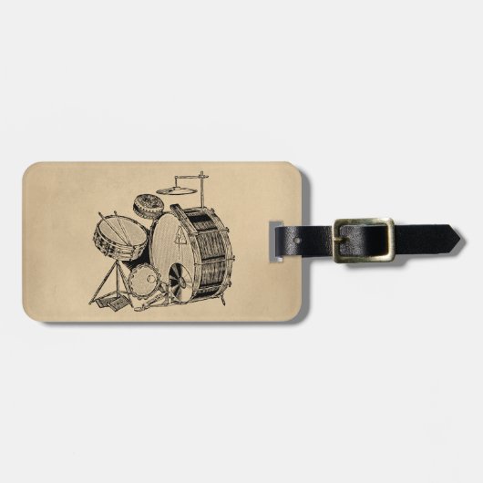 ヴィンテージドラムキットドラム ラゲッジタグ (正面横)