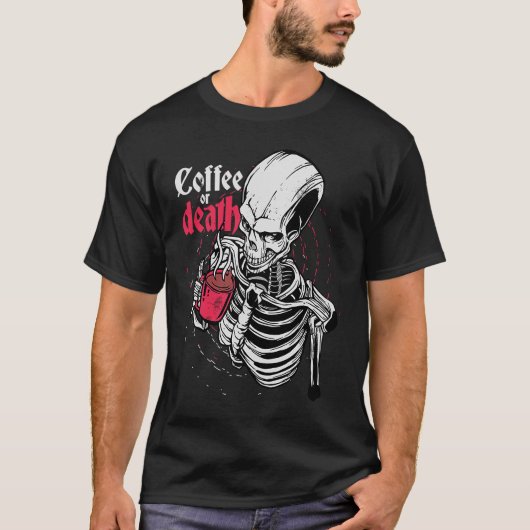 ヴィンテージドリンクのコーヒー骨格 Tシャツ (正面)