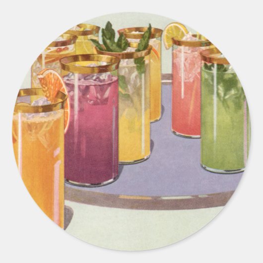 ヴィンテージドリンクのトレイ ラウンドシール (正面)