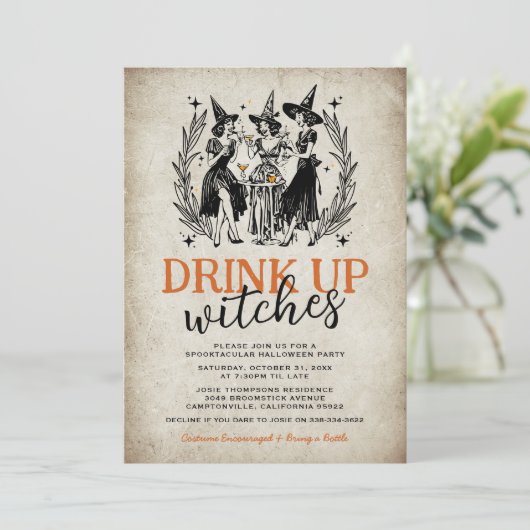 ヴィンテージドリンクアップウィッチズガールズハローウィンパーティ 招待状 (スタンド正面)
