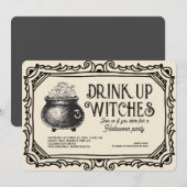 ヴィンテージドリンクアップウィッチハローウィンパーティ 招待状 (正面/裏面)