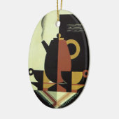 ヴィンテージドリンクドリンクカップ付きコーヒーポット セラミックオーナメント (左)