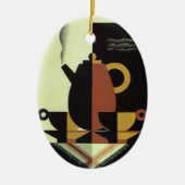 ヴィンテージドリンクドリンクカップ付きコーヒーポット セラミックオーナメント (正面)