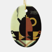 ヴィンテージドリンクドリンクカップ付きコーヒーポット セラミックオーナメント (裏面)