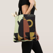 ヴィンテージドリンクドリンクカップ付きコーヒーポット トートバッグ (クローズアップ)