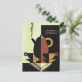 ヴィンテージドリンクドリンクカップ付きコーヒーポット ポストカード (スタンド正面)