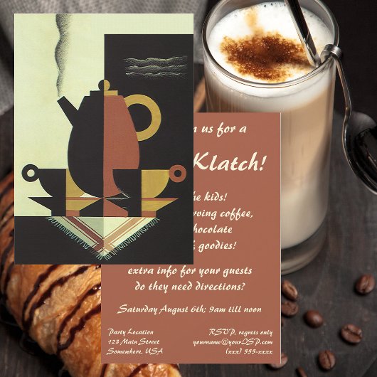 ヴィンテージドリンクドリンクカップ付きコーヒーポット 招待状