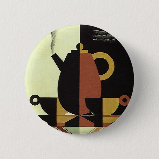 ヴィンテージドリンクドリンクカップ付きコーヒーポット 缶バッジ (正面)