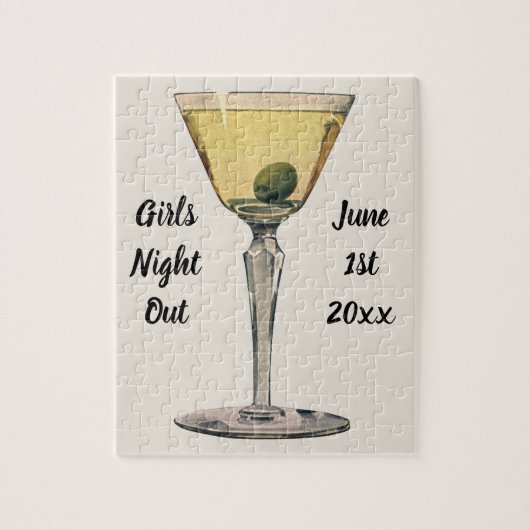 ヴィンテージドリンク飲料、マルティーニオリーブカクテル ジグソーパズル (縦)