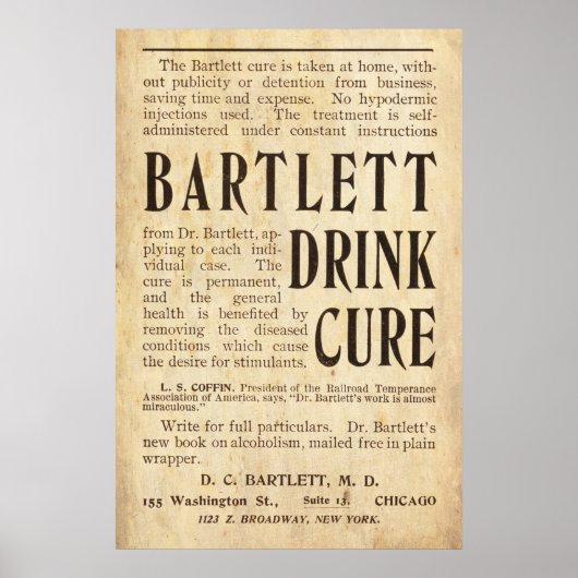 ヴィンテージドリンクCure Ad from 1899 ポスター (正面)