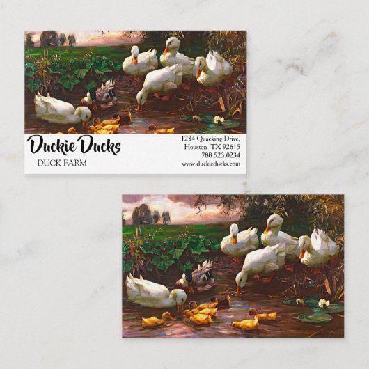 ヴィンテージドレイクダックとダクリングスファーム動物 名刺 (正面/裏面)