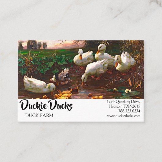 ヴィンテージドレイクダックとダクリングスファーム動物 名刺 (正面)