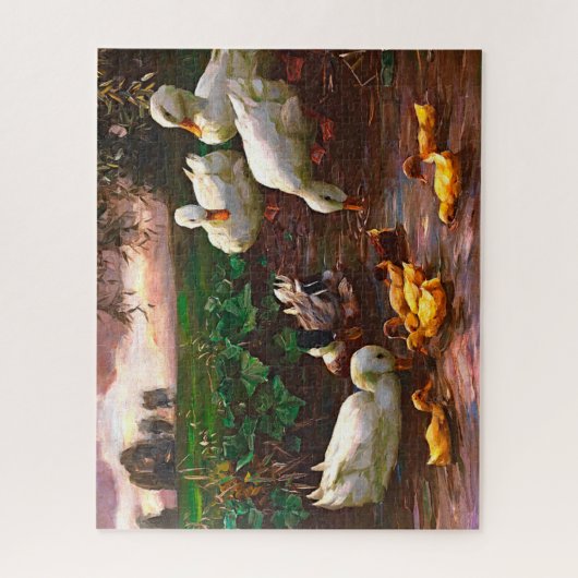 ヴィンテージドレイク（白アヒルと黄色アヒル） ジグソーパズル (縦)