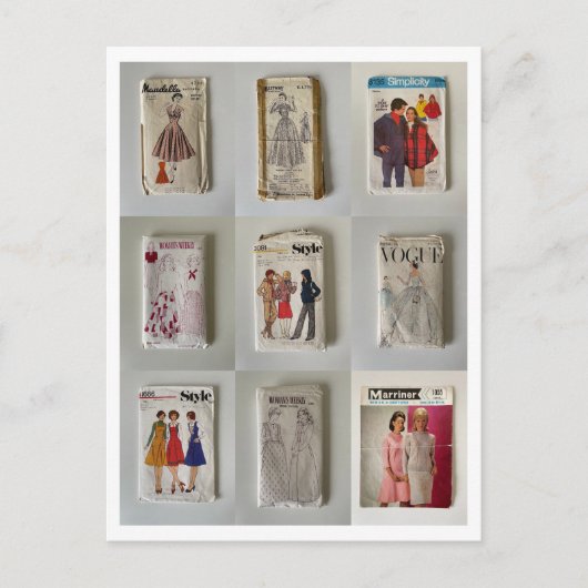 ヴィンテージドレスのパターン ポストカード (正面)