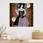ヴィンテージドレスの女性 ポスター (キッチン)
