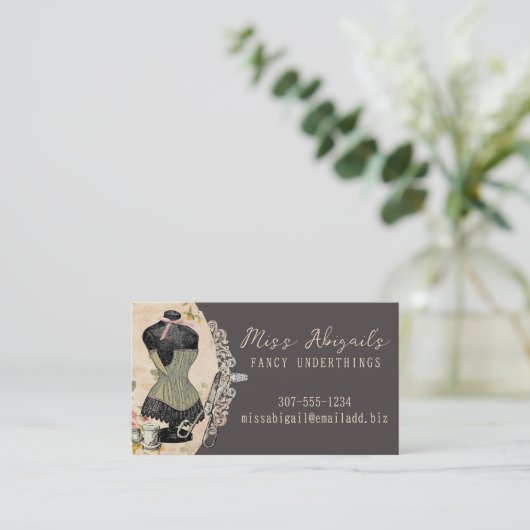 ヴィンテージドレスダミーマネキン裁縫シーメスト 名刺 (スタンド正面)