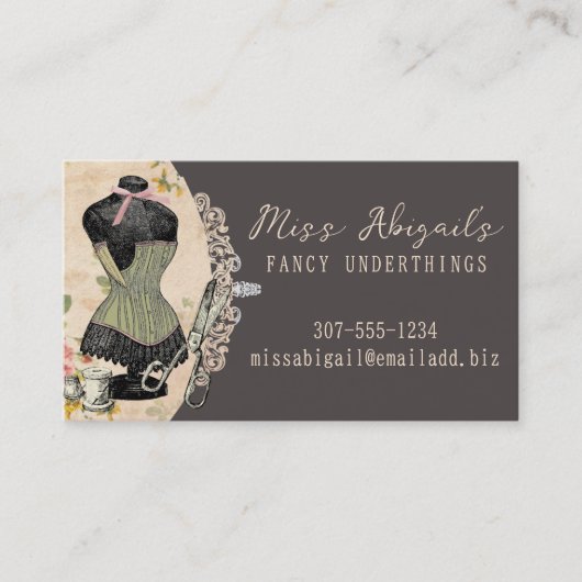 ヴィンテージドレスダミーマネキン裁縫シーメスト 名刺 (正面)