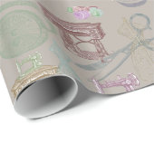 ヴィンテージドレスメーカーはさみ裁縫テーブル ラッピングペーパー (ロールコーナー)