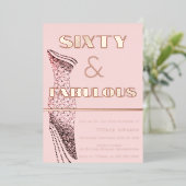 ヴィンテージドレス60th誕生日ファブラスバラ金ゴールド 箔招待状 (立ち正面)