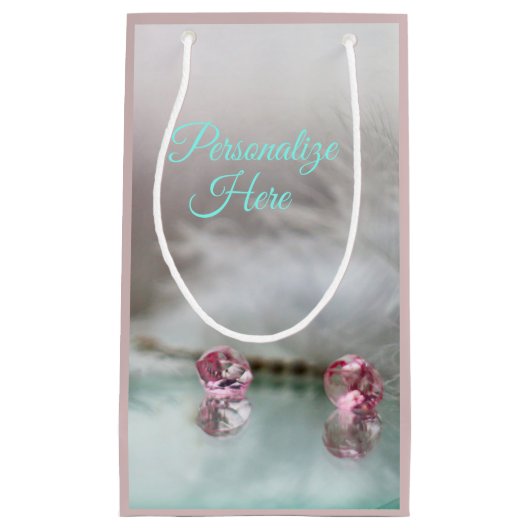 ヴィンテージドレッシングテーブルティール(緑がかった色)ピンクグレー スモールペーパーバッグ (正面)