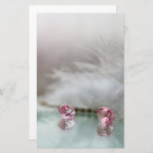 ヴィンテージドレッシングテーブル宝石の羽毛ティール(緑がかった色)ピンク 便箋 (正面/裏面)