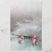 ヴィンテージドレッシングテーブル宝石の羽毛ティール（緑がかった色）ピンク 便箋 (正面)