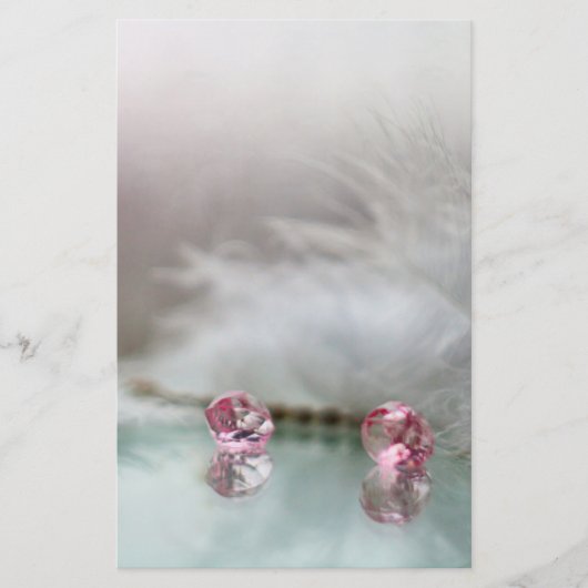 ヴィンテージドレッシングテーブル宝石の羽毛ティール(緑がかった色)ピンク 便箋 (正面)