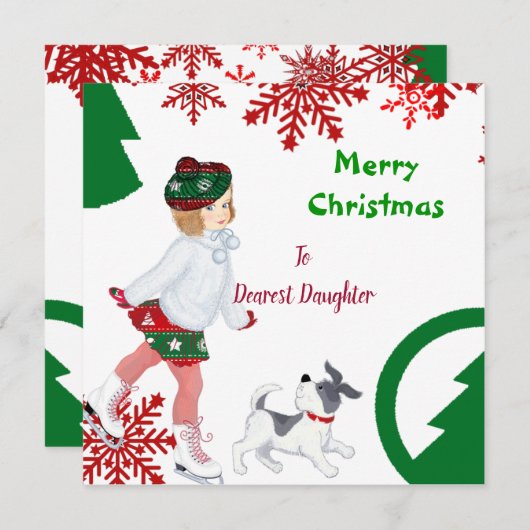 ヴィンテージドーターメリークリスマスレッドスノーフレーク (正面/裏面)