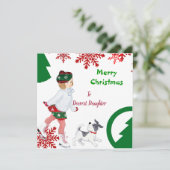 ヴィンテージドーターメリークリスマスレッドスノーフレーク (スタンド正面)