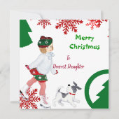 ヴィンテージドーターメリークリスマスレッドスノーフレーク (正面)