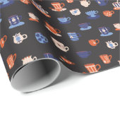 ヴィンテージドードルカップシームレス背景 ラッピングペーパー (ロールコーナー)