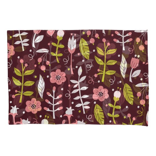 ヴィンテージドードルフローラシームレスパターン 枕カバー (正面)