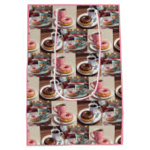 ヴィンテージドーナツ及びコーヒー誕生日 ミディアムペーパーバッグ (裏面)