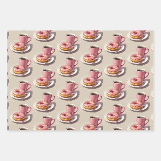 ヴィンテージドーナツ及びコーヒー誕生日 ラッピングペーパーシート (正面2)