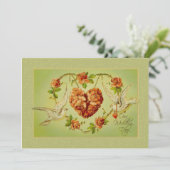 ヴィンテージドーブバラハート結婚式招待状夏 招待状 (スタンド正面)