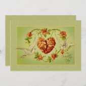 ヴィンテージドーブバラハート結婚式招待状夏 招待状 (正面/裏面)