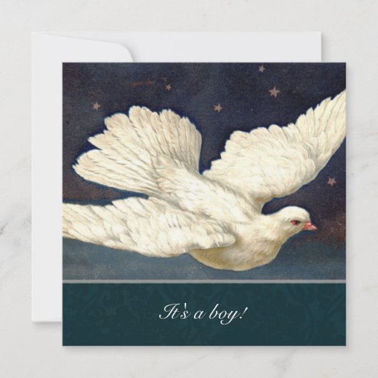 ヴィンテージドーブブルーベビーシャワー招待状 招待状 (正面)