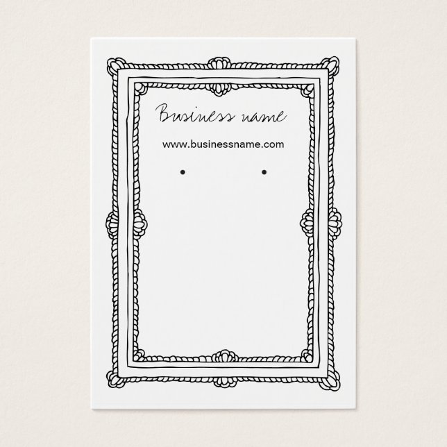 ヴィンテージドールダークフレーム背景イヤリングカード (正面)