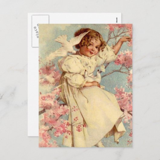 ヴィンテージドーヴガールイースター シーズンポストカード (正面/裏面)