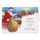 ヴィンテージナイトウィズクリスマスサンタホリデーカード (正面横)