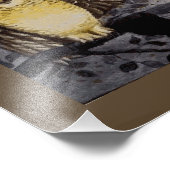 ヴィンテージナイトフクロウウィングオンブランチムーン フォトプリント            (角)