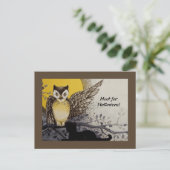 ヴィンテージナイトフクロウウィングオンブランチムーン ポストカード (スタンド正面)