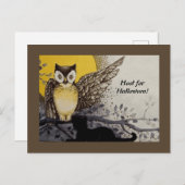 ヴィンテージナイトフクロウウィングオンブランチムーン ポストカード (正面/裏面)