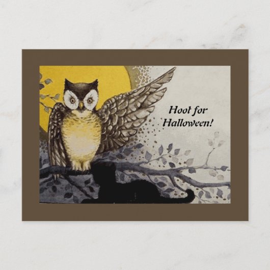 ヴィンテージナイトフクロウウィングオンブランチムーン ポストカード (正面)