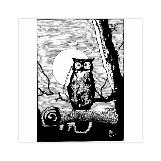ヴィンテージナイトフクロウスケッチ ラバースタンプ (インプリント)