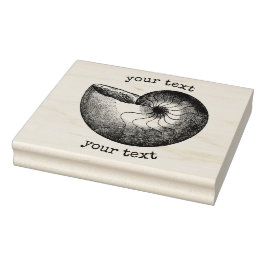 ヴィンテージナウティラスシーシェルビーチテーマと文字 ラバースタンプ