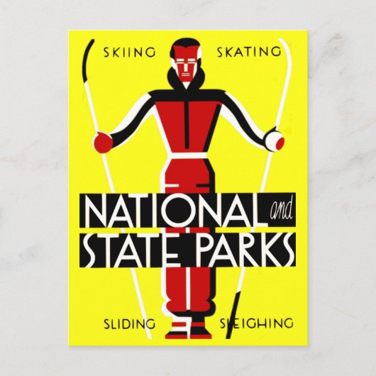 ヴィンテージナショナルおよび州パークWPA旅行 ポストカード (正面)