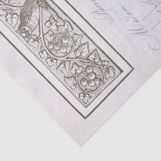 ヴィンテージナシロビンフランスのフクロウ葉のデコページ 薄葉紙 (詳細)