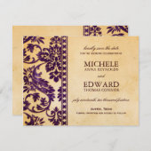 ヴィンテージナスのダマスクレース日付を保存 セーブザデート (正面/裏面)