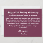 ヴィンテージナスタジウムハッ結婚ピー40周年 カード (裏面)